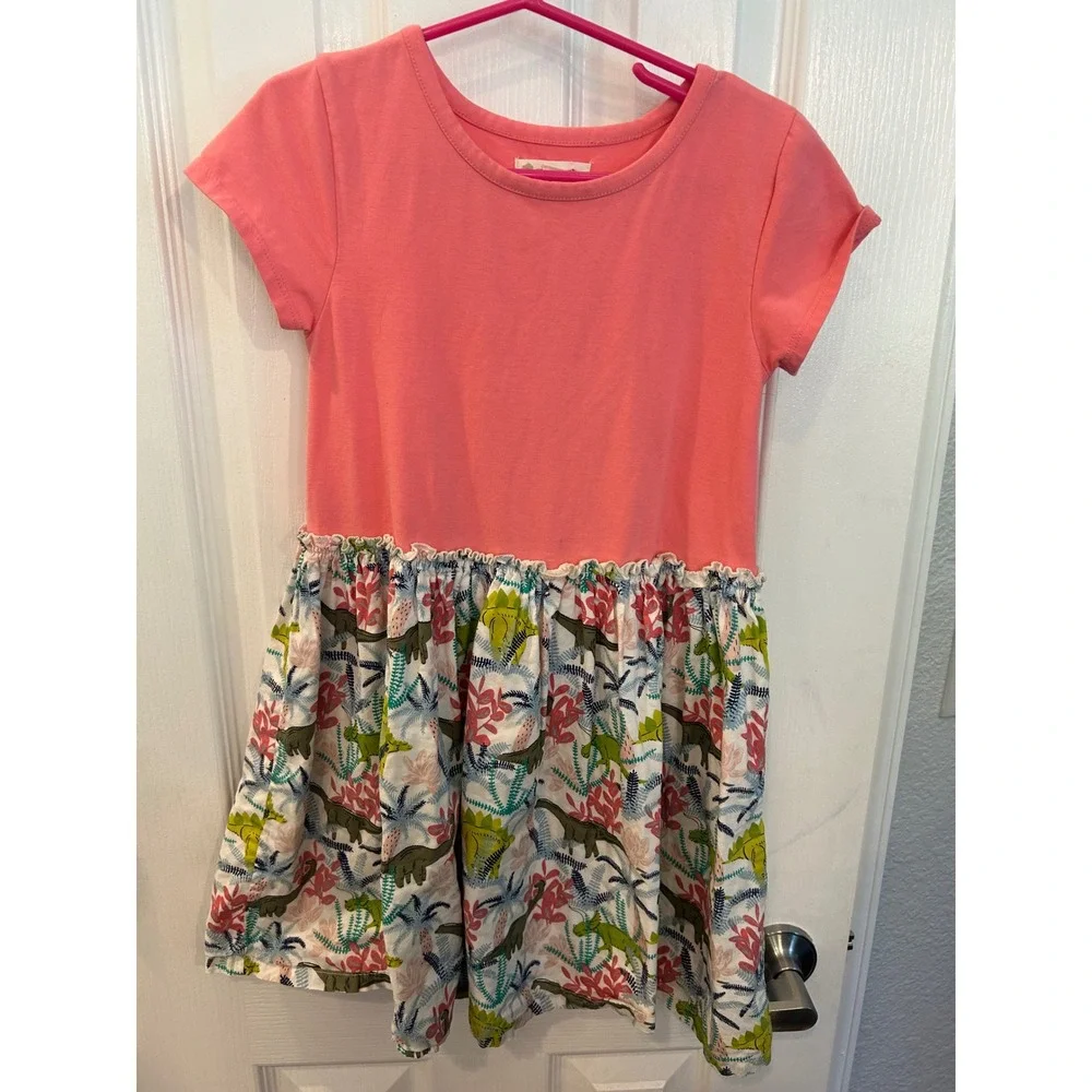 Tucker + Tate Dress Pink Dinosaur Print Drop Waist Short‎ Sleeve Girls 6 bin A